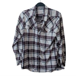 L.L. Bean Flannel‎ Plaid Button Down Shirt Side Pockets Size Medium
